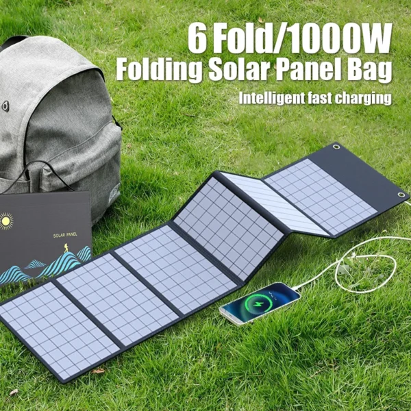 1000W Solar Panel Portable Folding Bag USB+DC Output Solar Charger Outdoor Power Supply for Home Mobile Phone Power Generator - Image 9