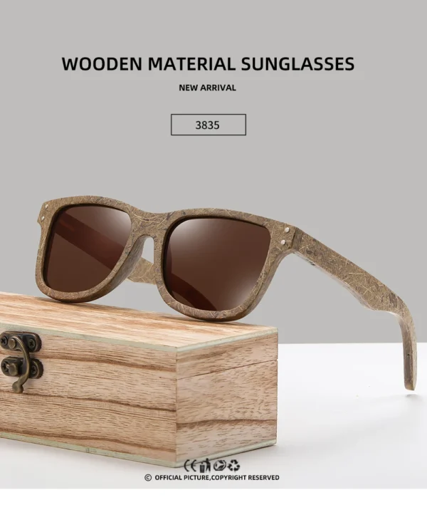 GM brand coconut fiber sunglasses Eco-friendly new wood,made polarized UV400 protection natural degradation glasses - Image 7