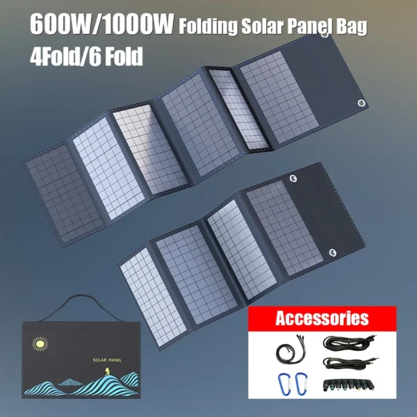 1000W Solar Panel Portable Folding Bag USB+DC Output Solar Charger Outdoor Power Supply for Home Mobile Phone Power Generator - Image 2