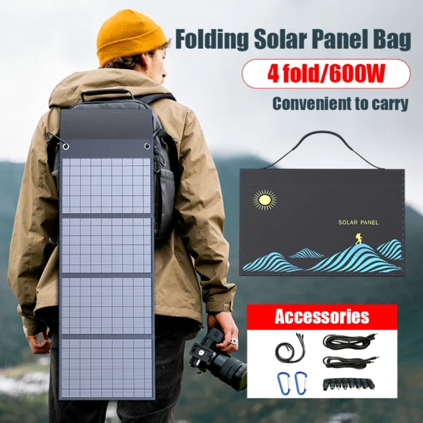 1000W Solar Panel Portable Folding Bag USB+DC Output Solar Charger Outdoor Power Supply for Home Mobile Phone Power Generator - Image 3