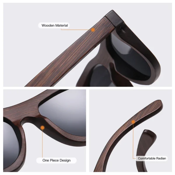 GM Brand Bamboo Sunglasses Polarized handmade natural bamboo wood frame and accept custom LOGO degradable Eco-friendly Glasses - Image 3