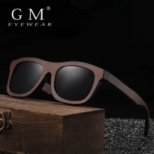 GM Brand Bamboo Sunglasses Polarized handmade natural bamboo wood frame and accept custom LOGO degradable Eco-friendly Glasses