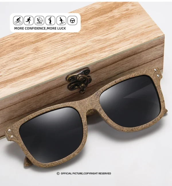 GM brand coconut fiber sunglasses Eco-friendly new wood,made polarized UV400 protection natural degradation glasses - Image 9